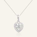 White Moissanite Heart Halo Necklace by Elate - Love Estella