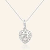White Moissanite Heart Halo Necklace by Elate - Love Estella