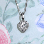 White Moissanite Heart Halo Necklace by Elate - Love Estella