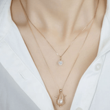 White Moissanite Heart Halo Necklace by Elate - Love Estella