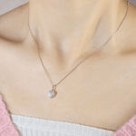 White Moissanite Heart Halo Necklace by Elate - Love Estella