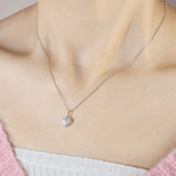 White Moissanite Heart Halo Necklace by Elate - Love Estella