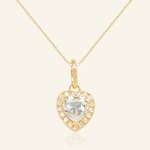 White Moissanite Heart Halo Necklace by Elate - Love Estella