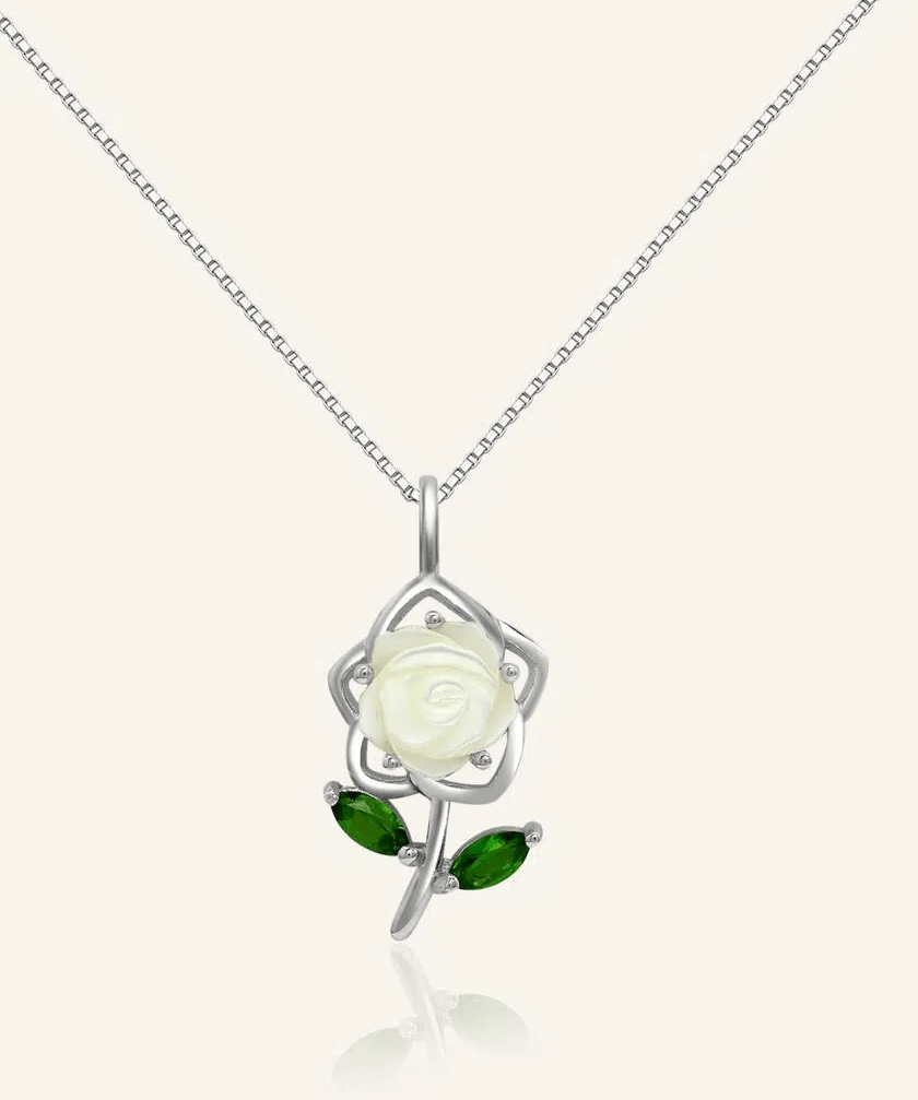 White Shell Rose Necklace - Love Estella