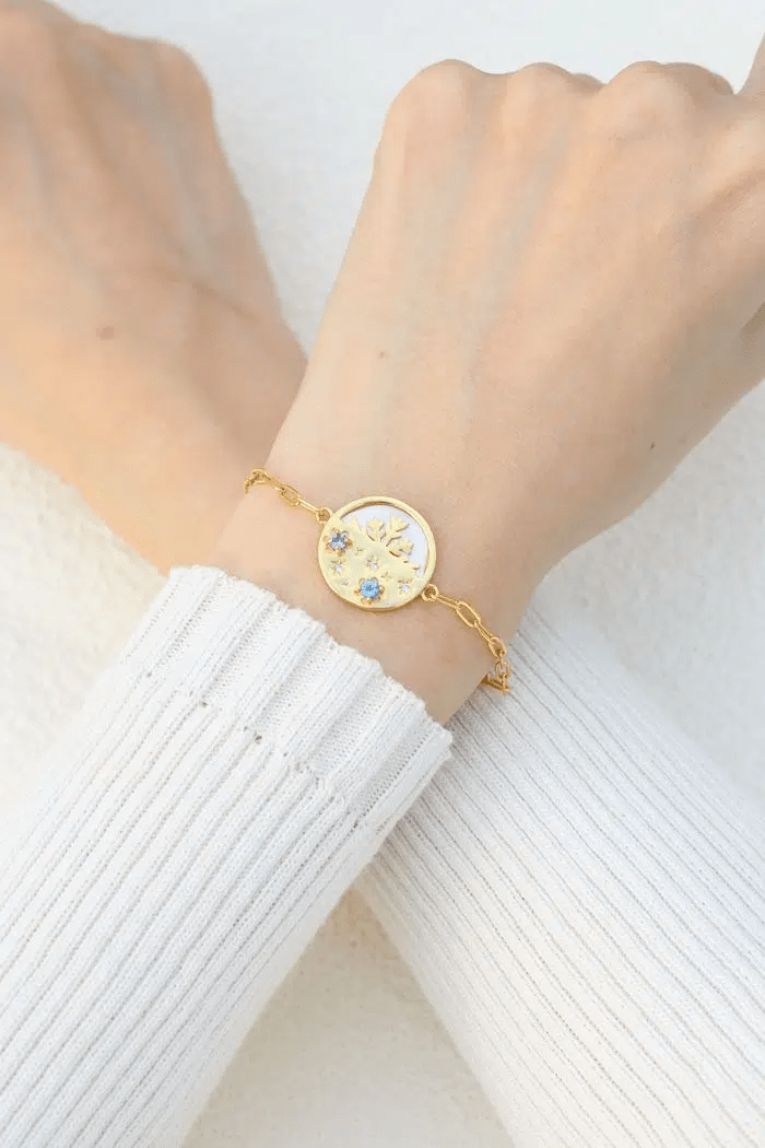 Winterscape Mother of Pearl Bracelet (Natural Gemstones) - Love Estella