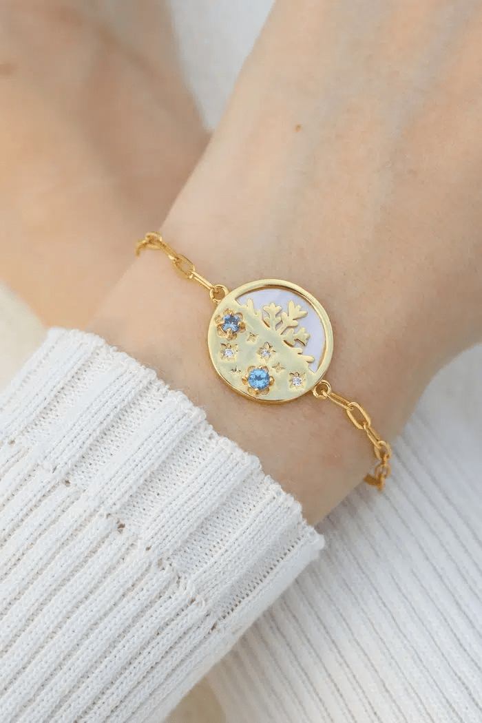 Winterscape Mother of Pearl Bracelet (Natural Gemstones) - Love Estella