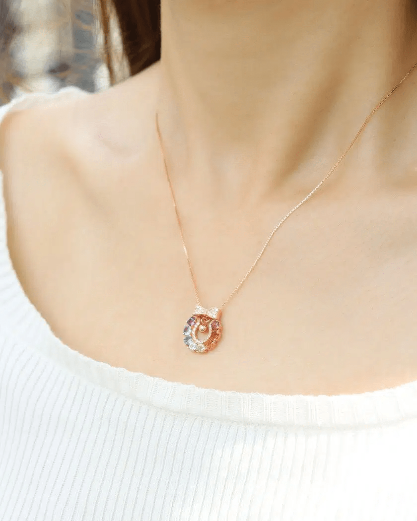 Wreath Ribbon Necklace (Semi - Precious Gems) - Love Estella