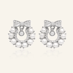 Wreath Ribbon Studs (Freshwater Pearl) - Love Estella