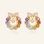 Wreath Ribbon Studs (Semi - Precious Gems) - Love Estella