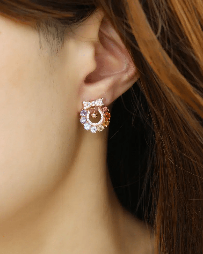 Wreath Ribbon Studs (Semi - Precious Gems) - Love Estella